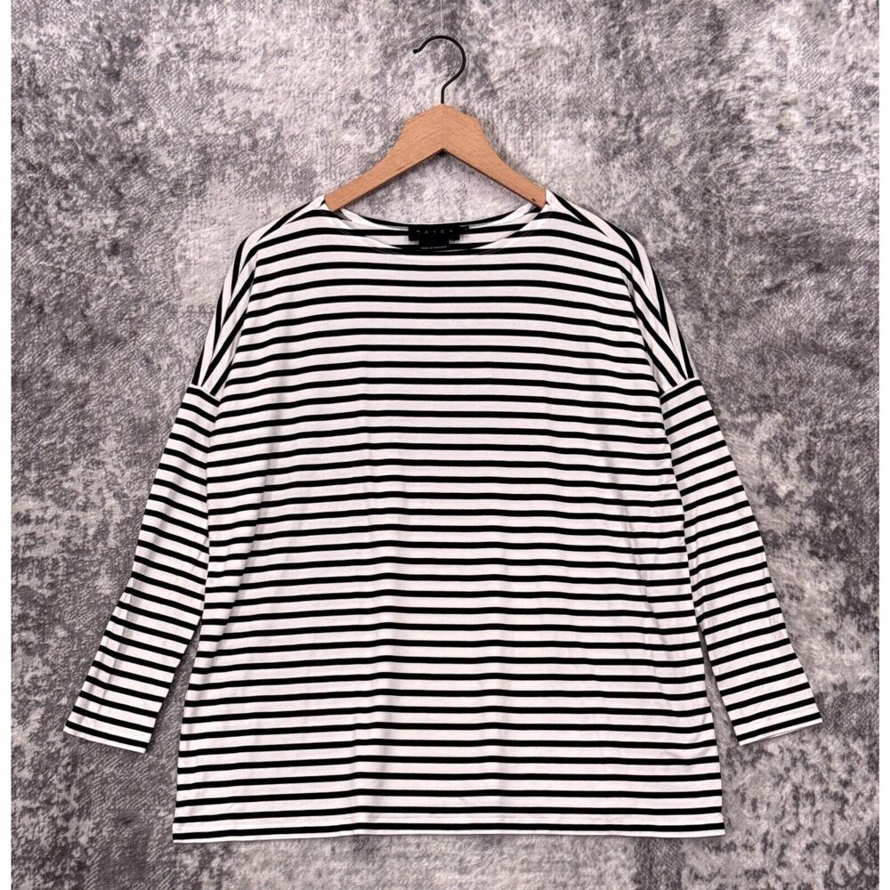 Black and White Striped Women's Top